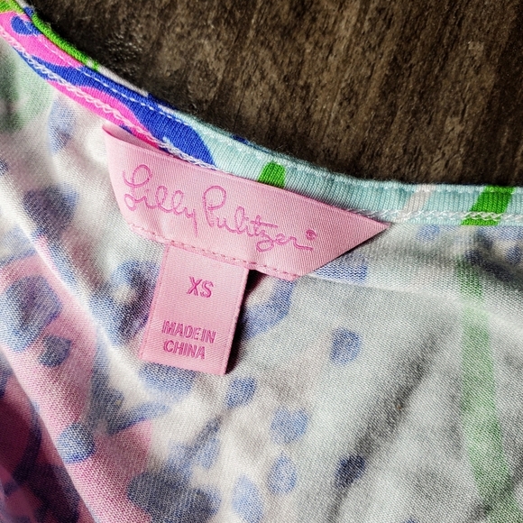 Lilly Pulitzer Floral In The Garden Cara Dress Drop Waist Dolman Sleeve Size XS - Picture 3 of 16